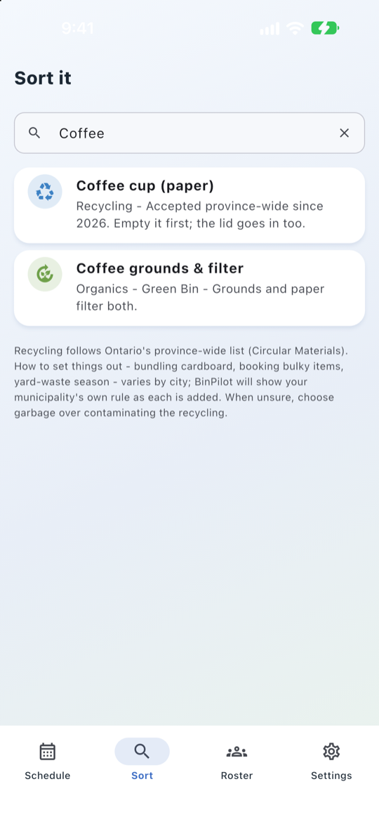 A search for pizza box returning: clean top to recycling flattened, greasy bottom to organics or garbage.